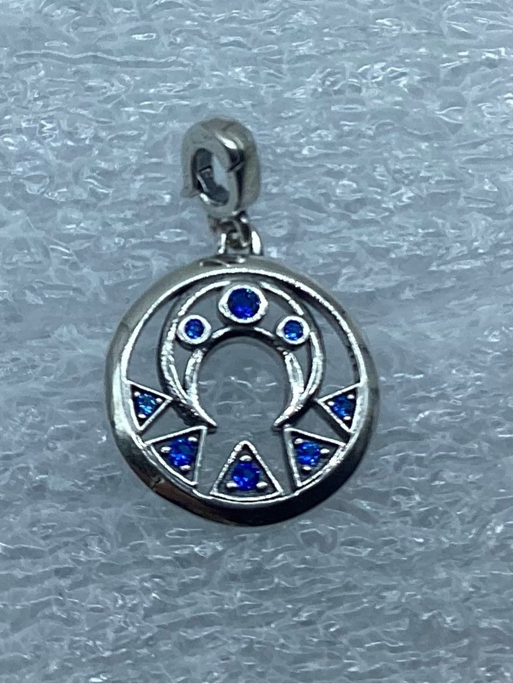 Pandora Me,”Moon Power Medallion”Charm Clip Sterling Silver Blue Crystals M13-7